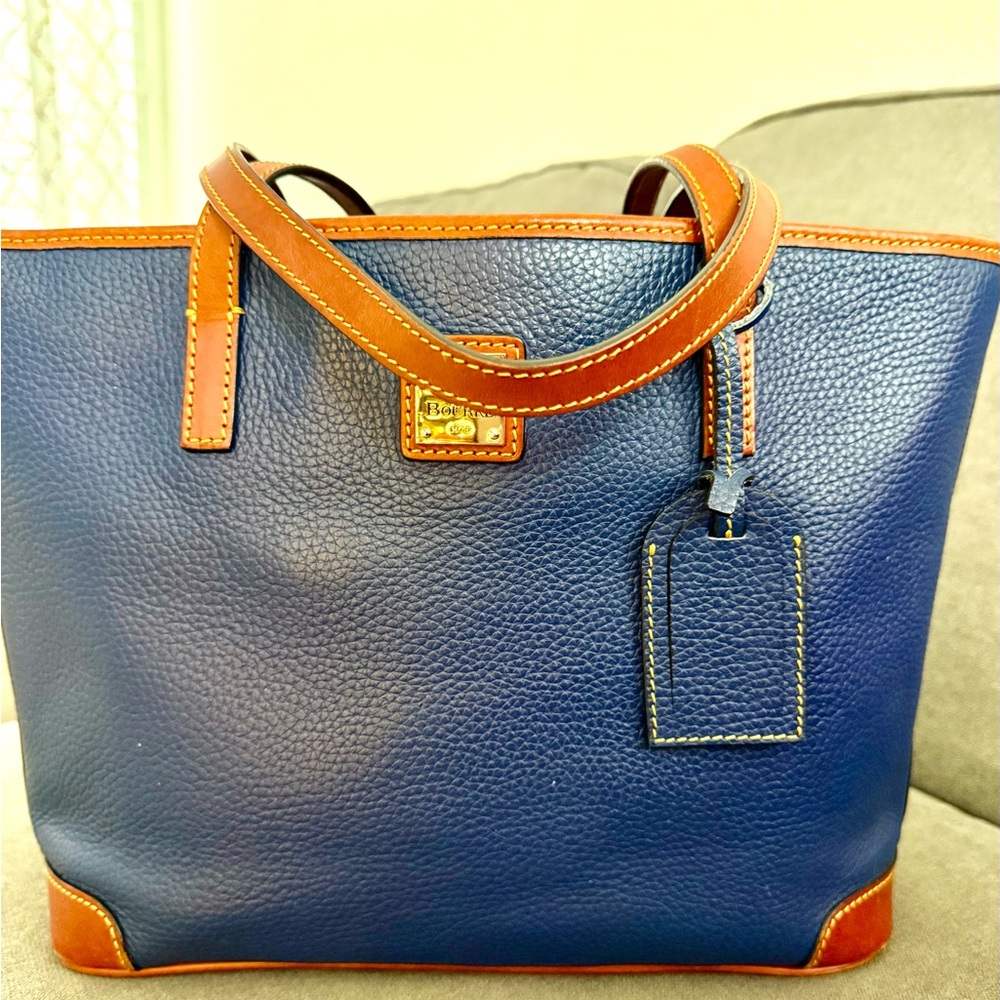 Dooney & Bourke Navy and Tan Leather Tote